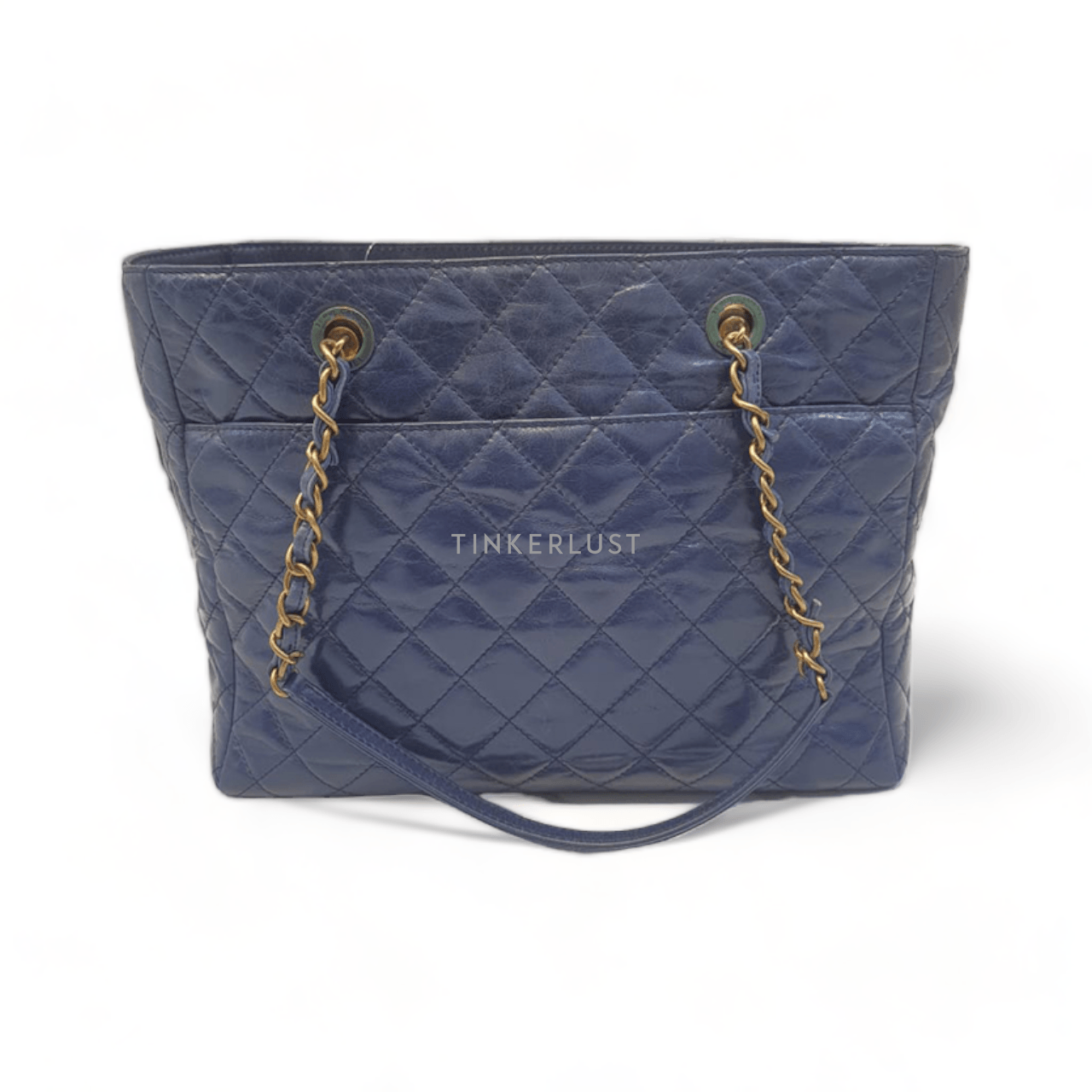 Chanel Calfskin Quilted Tote Navy GHW