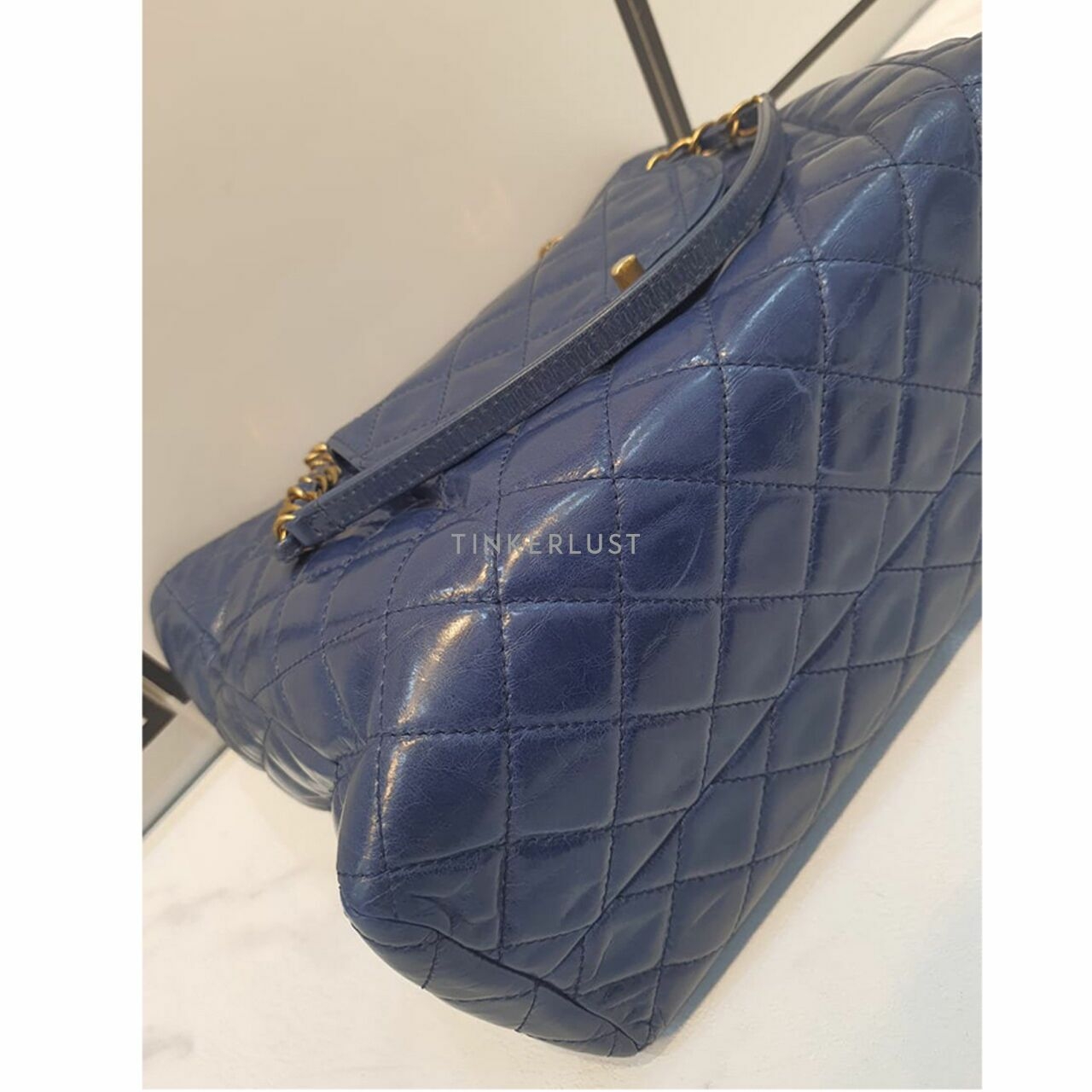 Chanel Calfskin Quilted Tote Navy GHW