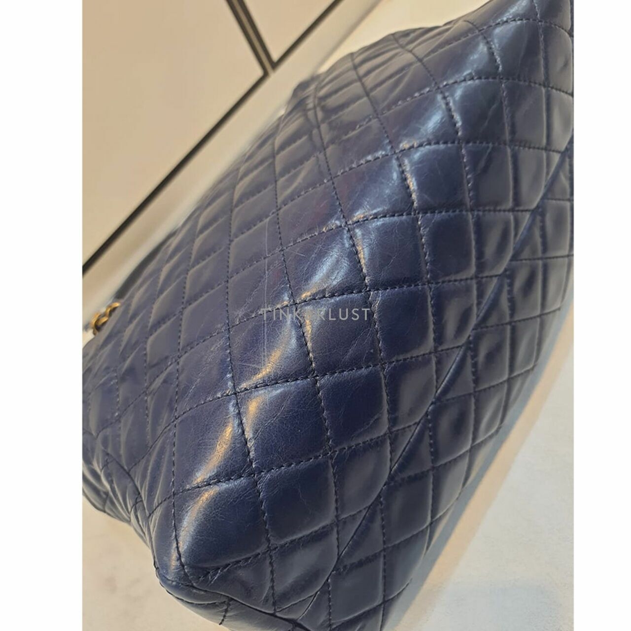 Chanel Calfskin Quilted Tote Navy GHW