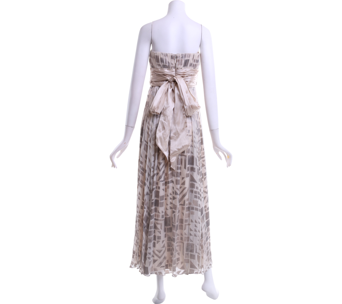 BCBG Maxazria Cream Tube with Ribbon Long Dress