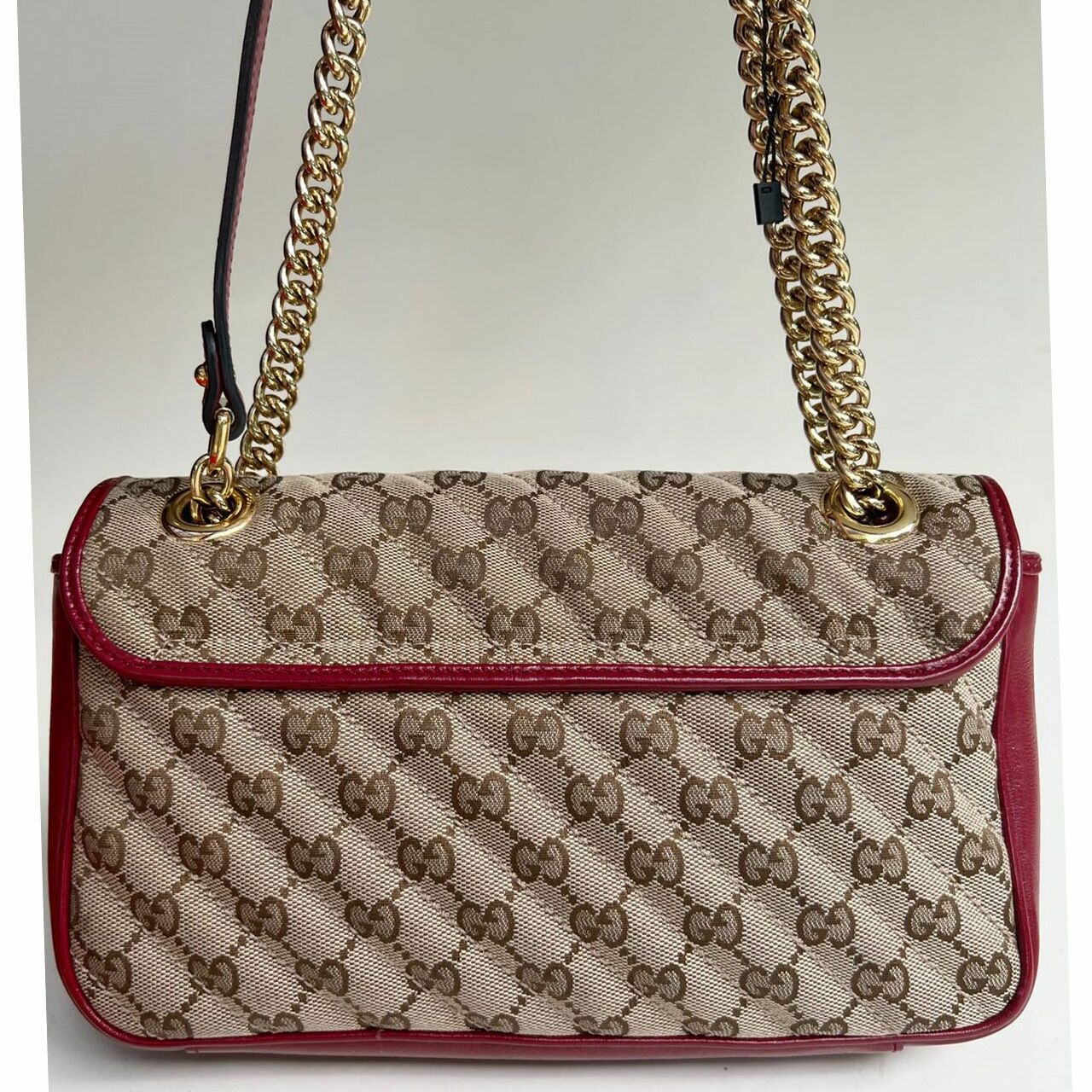 Gucci Marmont Small Beige Red Shoulder Bag 