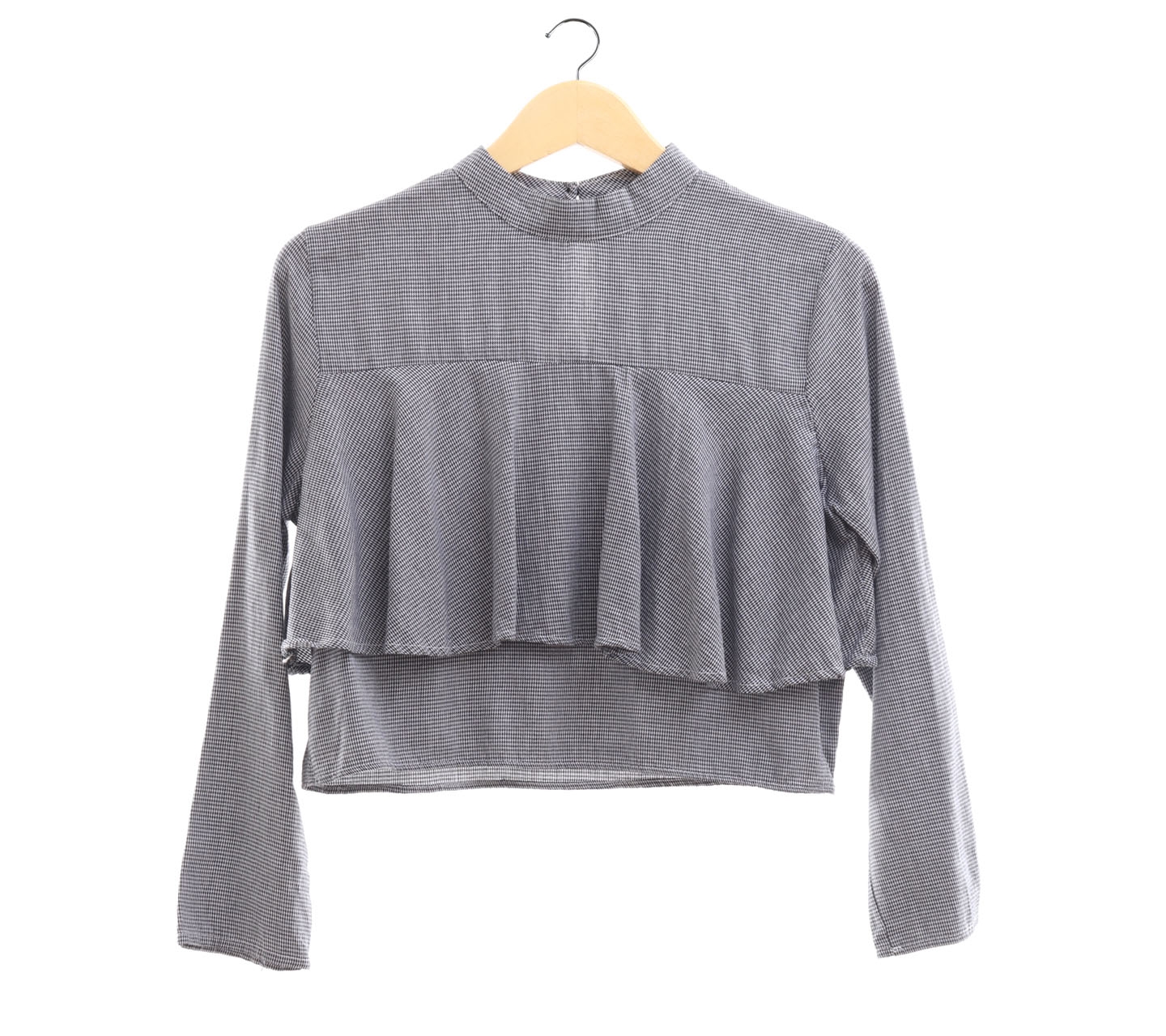 Yuan Grey Houndstooth Blouse