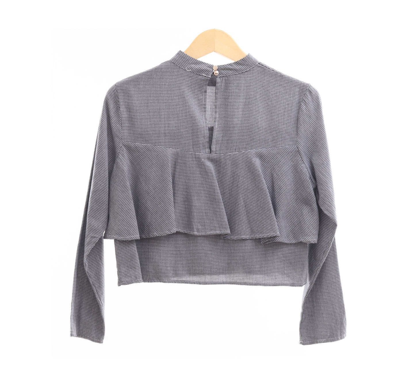 Yuan Grey Houndstooth Blouse