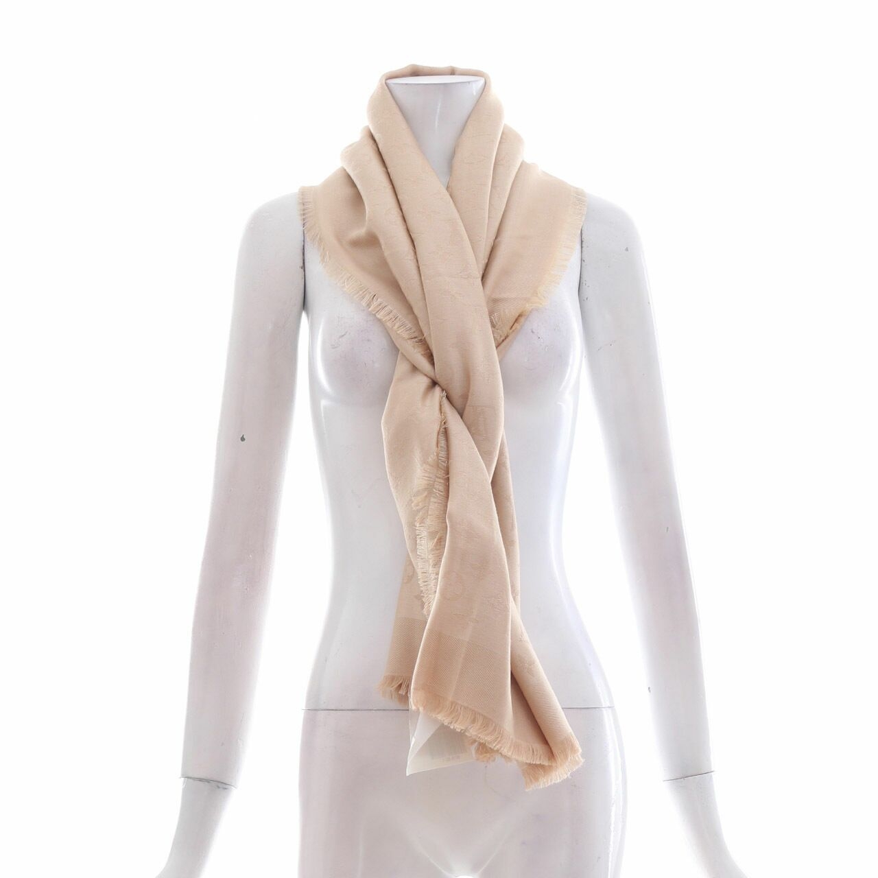 Louis Vuitton  Dune Monogram Wool Silk Blend Beige Scarf