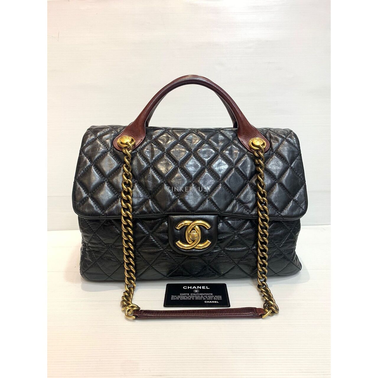 Chanel Castle Rock Top Handle Black Calfskin GHW #18 Shoulder Bag