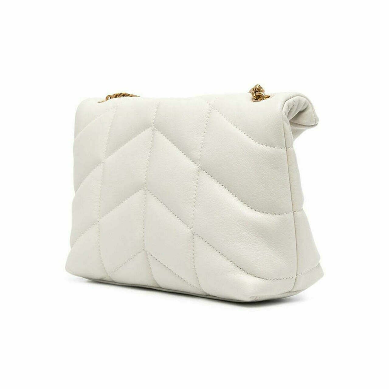 Puffer Toy Bag in Quilted Lambskin Blanc Vintage Ghw