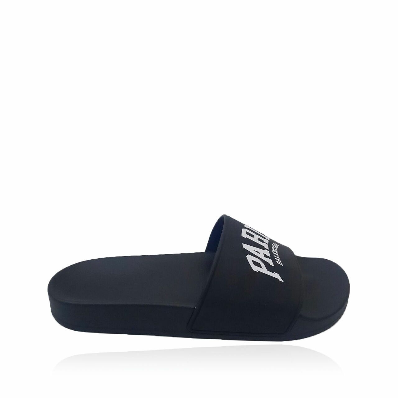 Balenciaga Pool Slide Rubber Logo Black Sandal Cities Paris Logo 