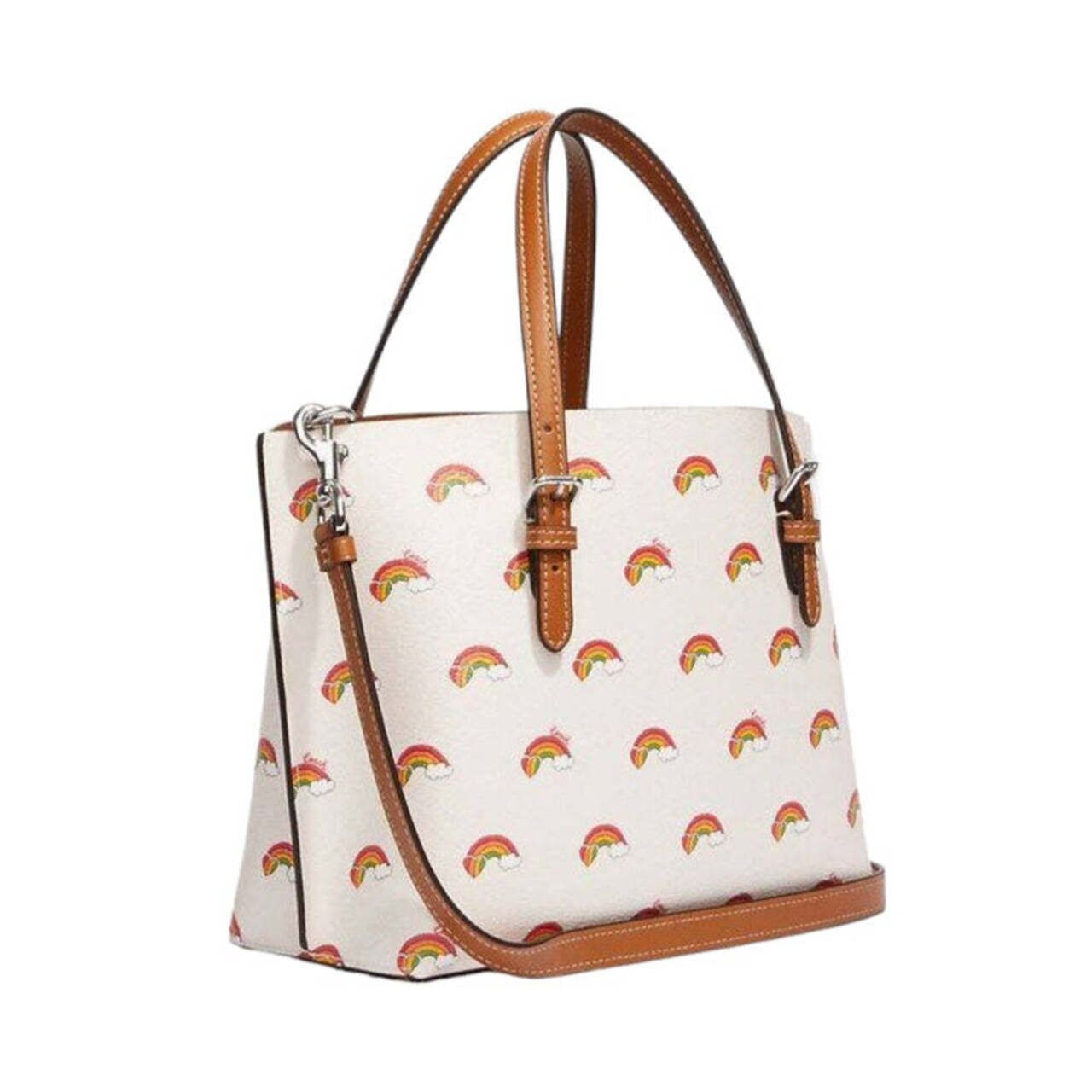 Coach Mollie Tote 25 With Rainbow Print Chalk/Multi