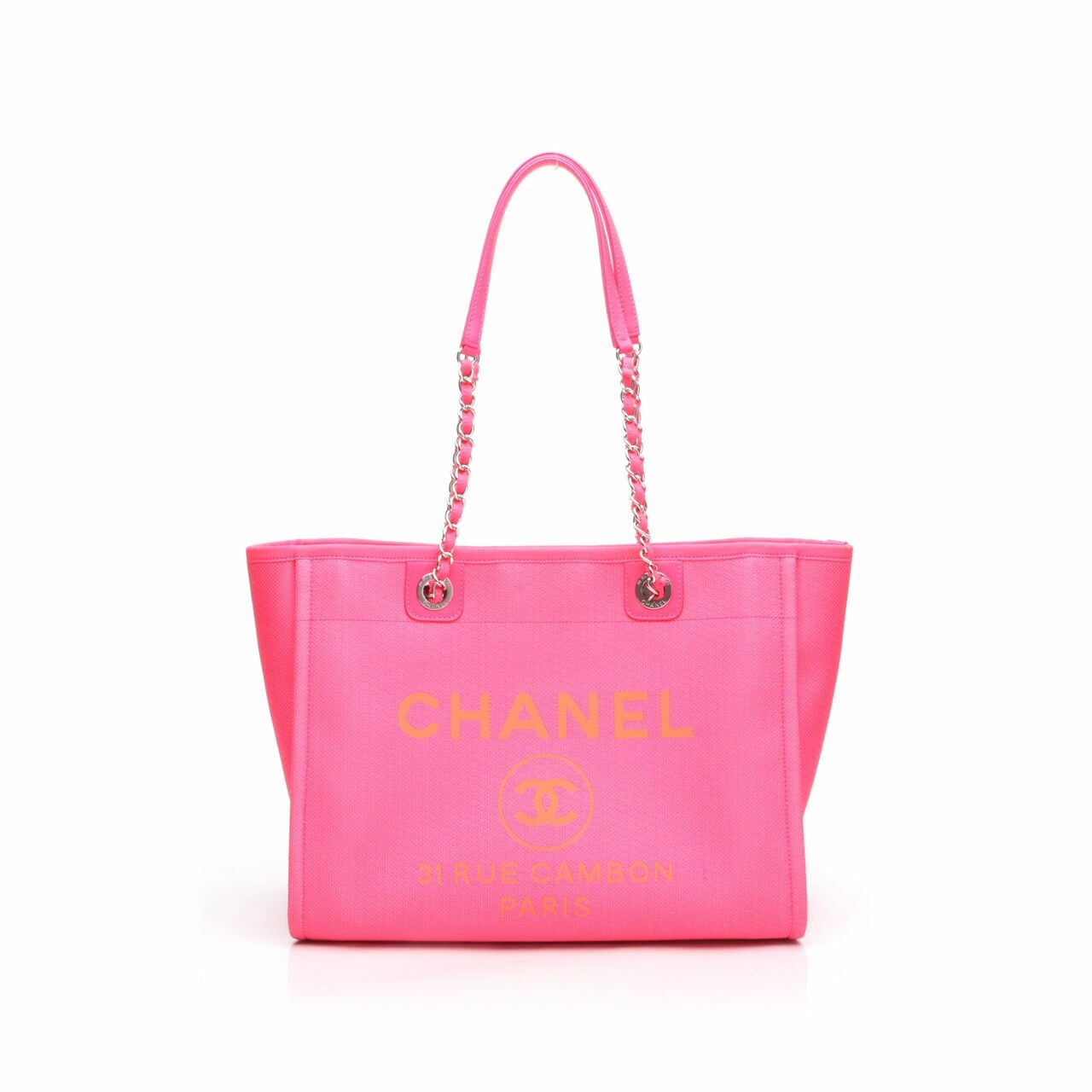 Chanel Deauville Neon Pink SHW #31Tote Bag