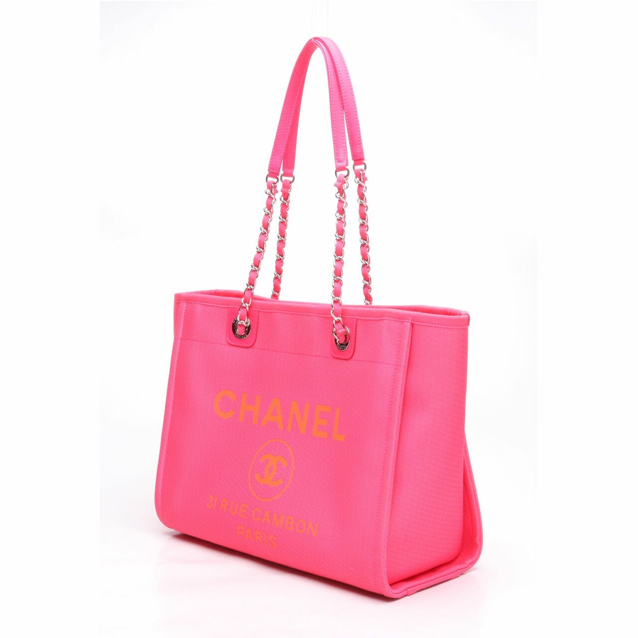 Chanel Deauville Neon Pink SHW #31Tote Bag