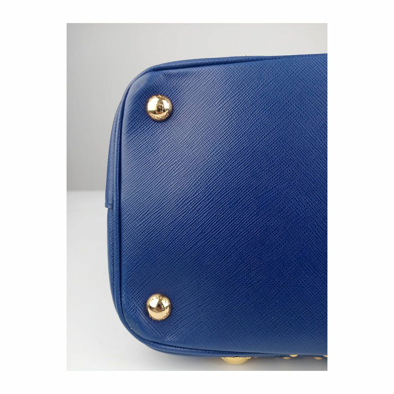 Prada Saffiano Studded Tote Bag in Blue GHW