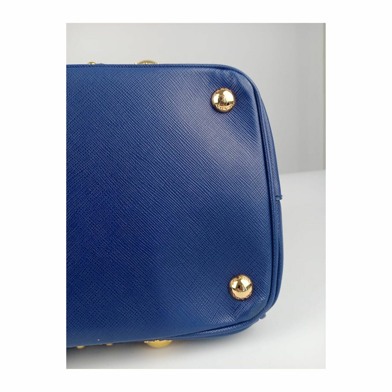 Prada Saffiano Studded Tote Bag in Blue GHW