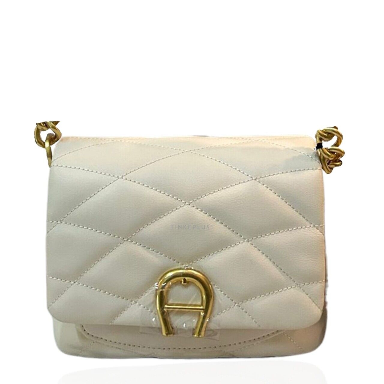 Aigner Maggie Cotton White Leather Shoulder Bag