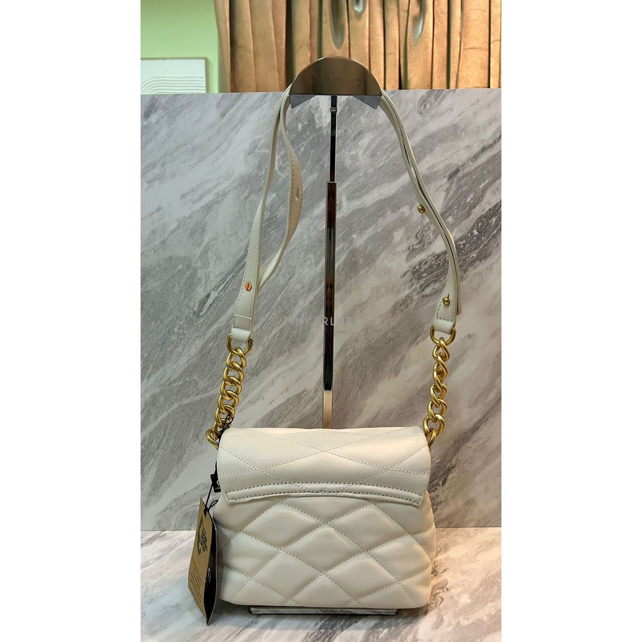 Aigner Maggie Cotton White Leather Shoulder Bag