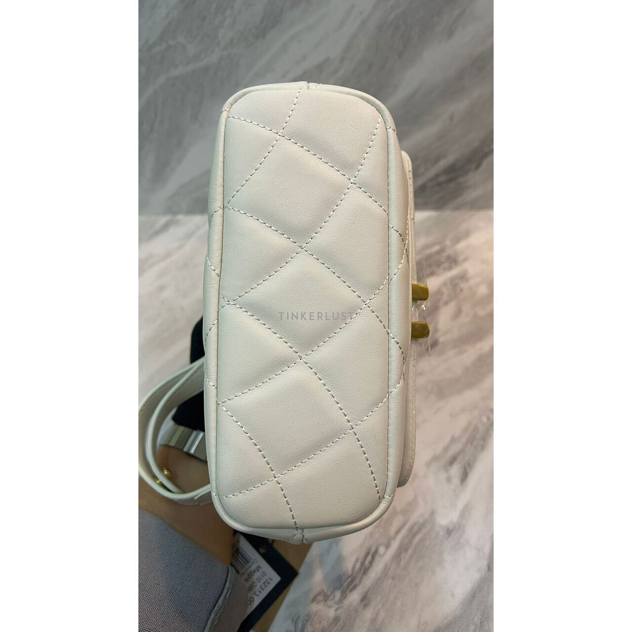 Aigner Maggie Cotton White Leather Shoulder Bag