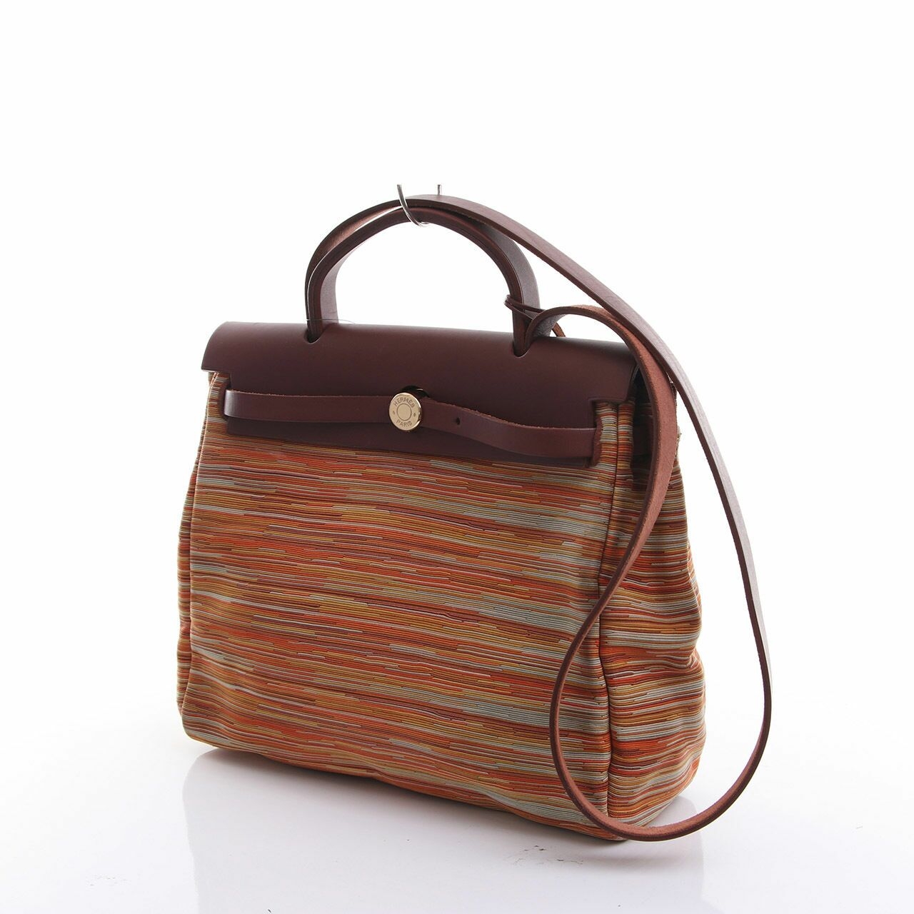 Hermes Herbag Extra Sparebag Brown & Multicolour Stripes Canvas Satchel Bag