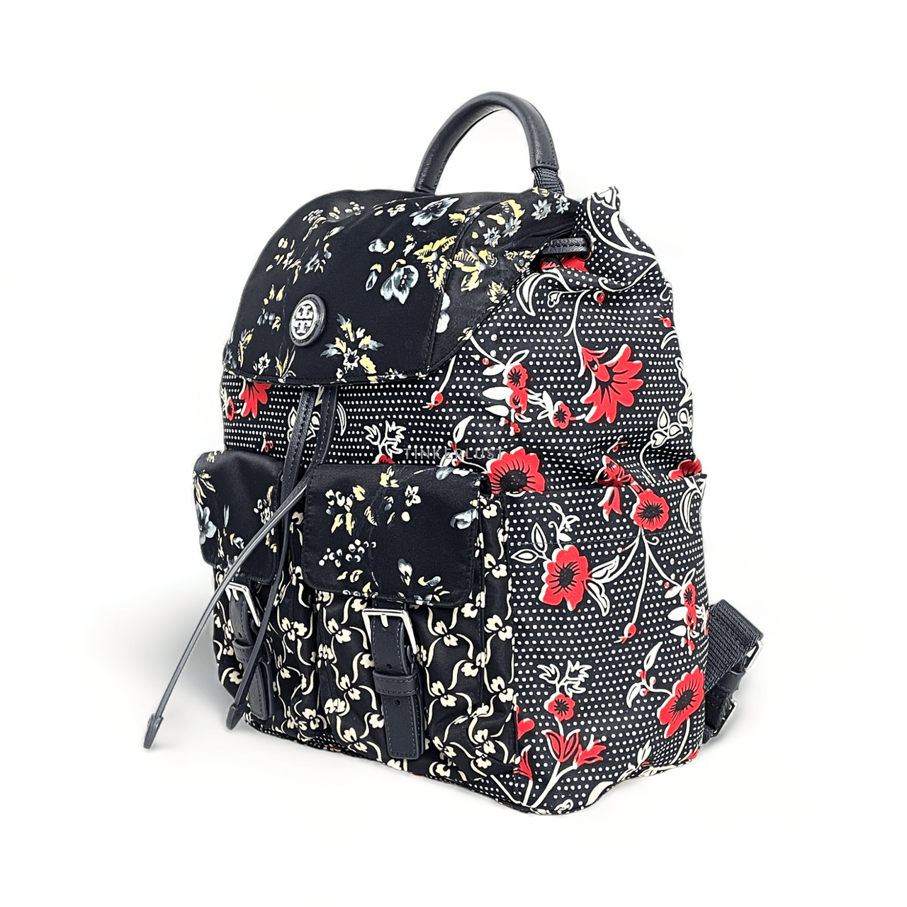 Tory Burch Floral Print Nylon Flap Backpack 