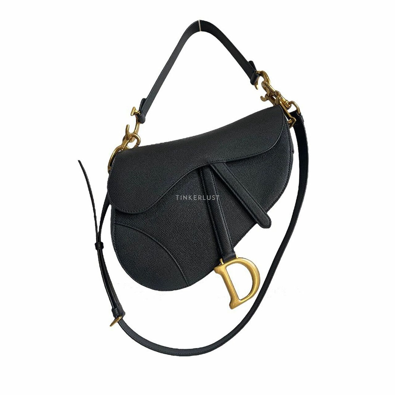 Christian Dior Saddle Medium Black Grained GHW 2022 Shoulder Bag