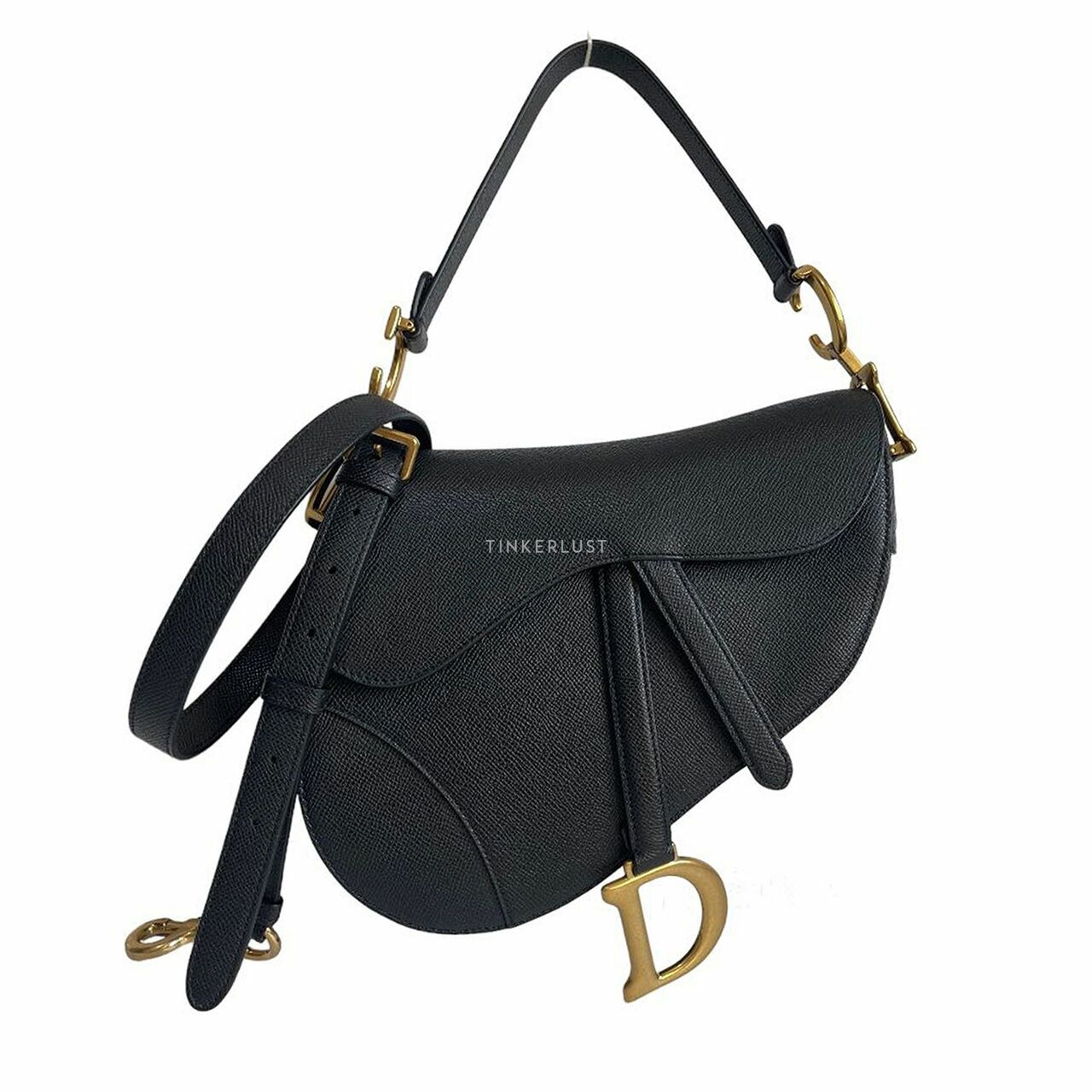 Christian Dior Saddle Medium Black Grained GHW 2022 Shoulder Bag