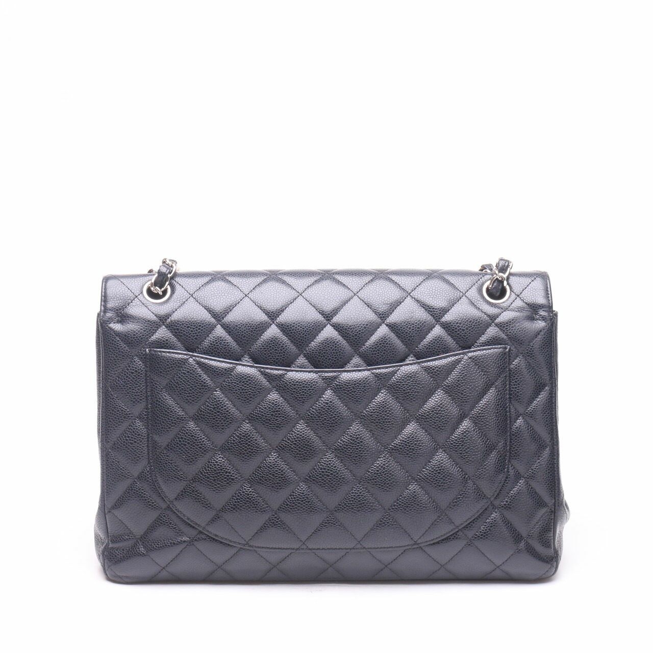  Chanel Black Double Flap Caviar Shoulder Bag 