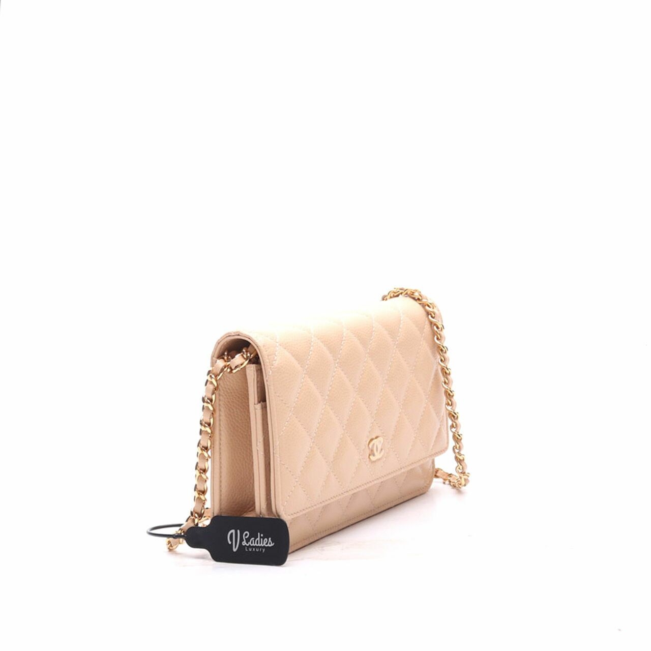 Chanel Quilted Beige Chain Sling Bag