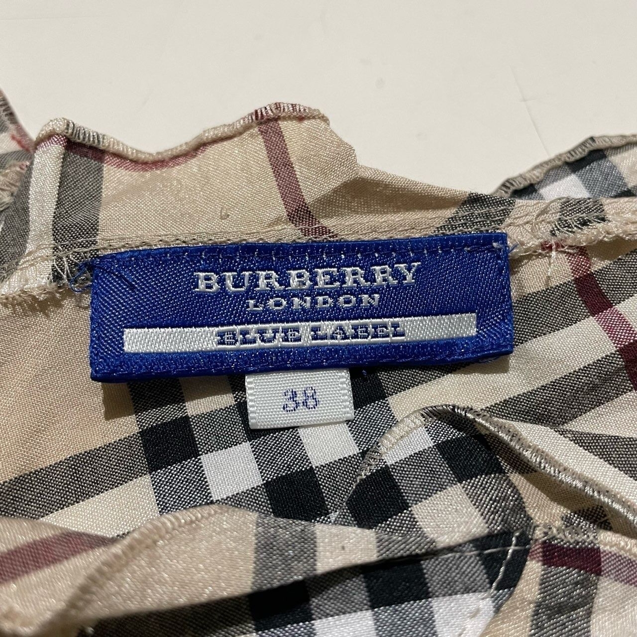 Burberry Camel Orange & Caramel Plaid Blouse