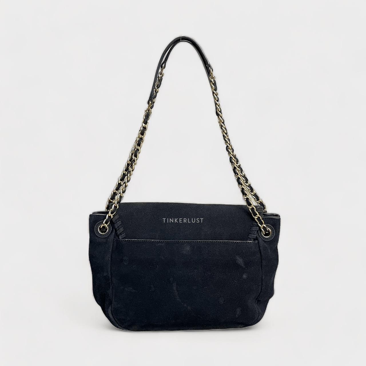 Tory Burch Marion Small Navy Suede Shoulder Bag