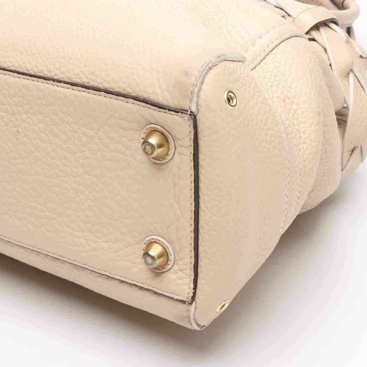 Coach Hamptons Pebbled Leather Carryall Beige Shoulder Bag