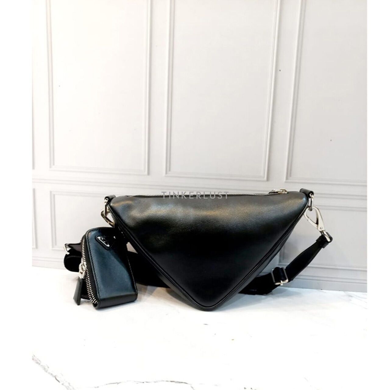 Prada Triangle Black Leather 2021 Sling Bag