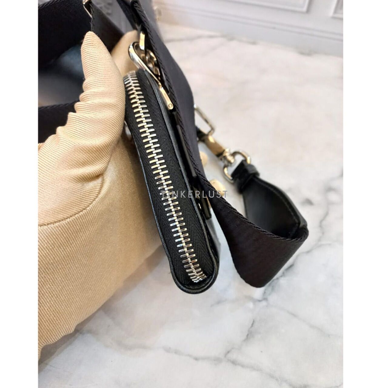 Prada Triangle Black Leather 2021 Sling Bag