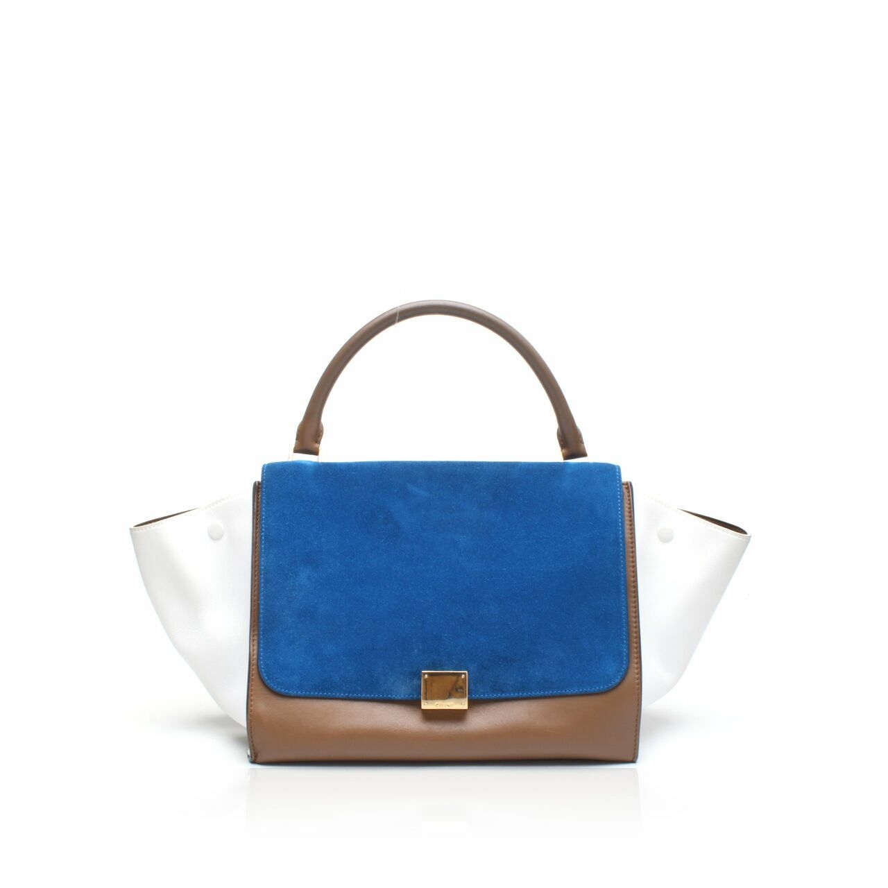 Celine Tricolor Leather and Suede Medium Trapeze Top Handle Satchel