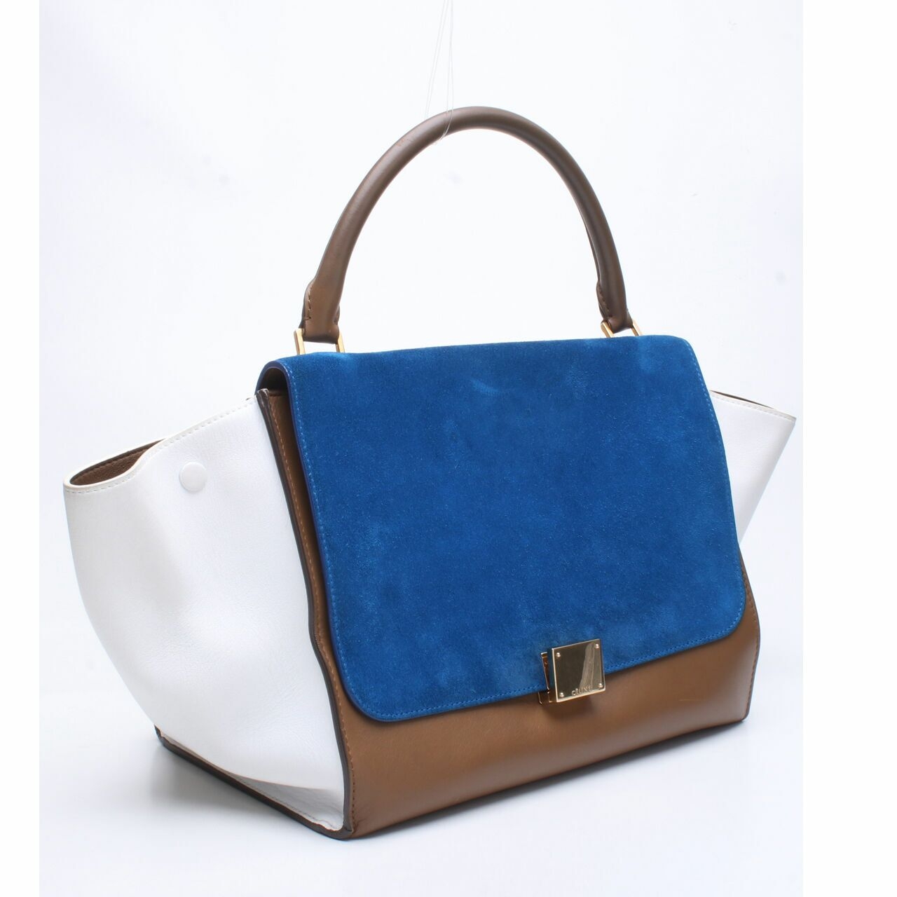 Celine Tricolor Leather and Suede Medium Trapeze Top Handle Satchel