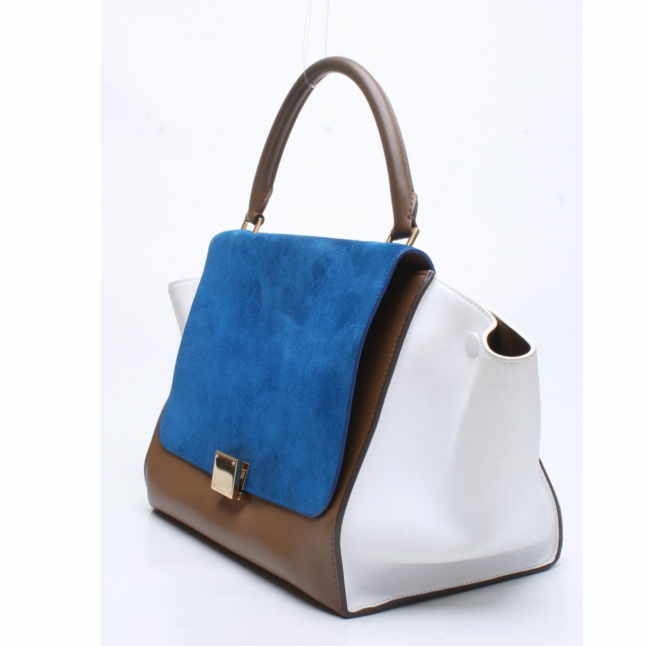 Celine Tricolor Leather and Suede Medium Trapeze Top Handle Satchel