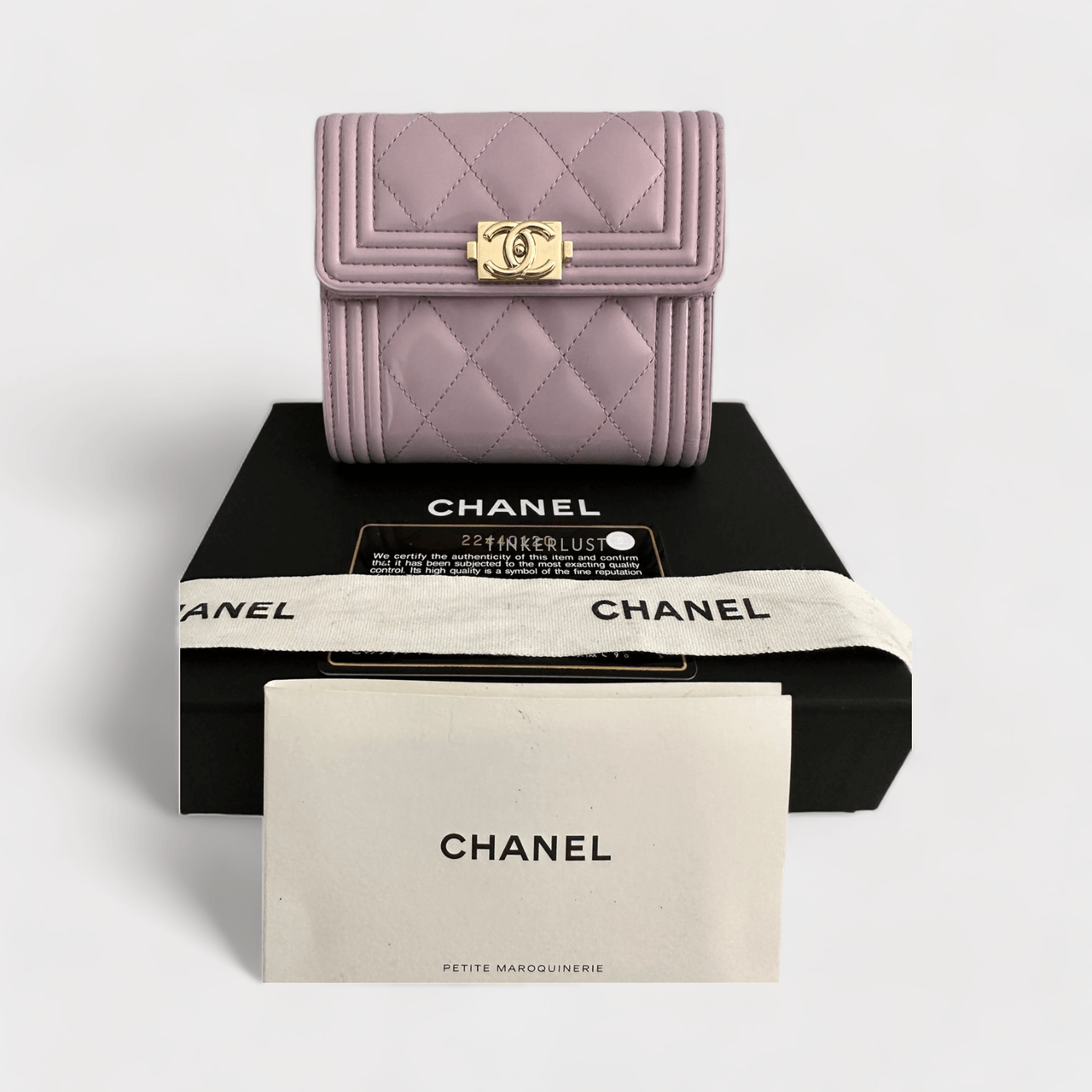 Chanel Boy Wallet Trifold Lilac LGHW #22