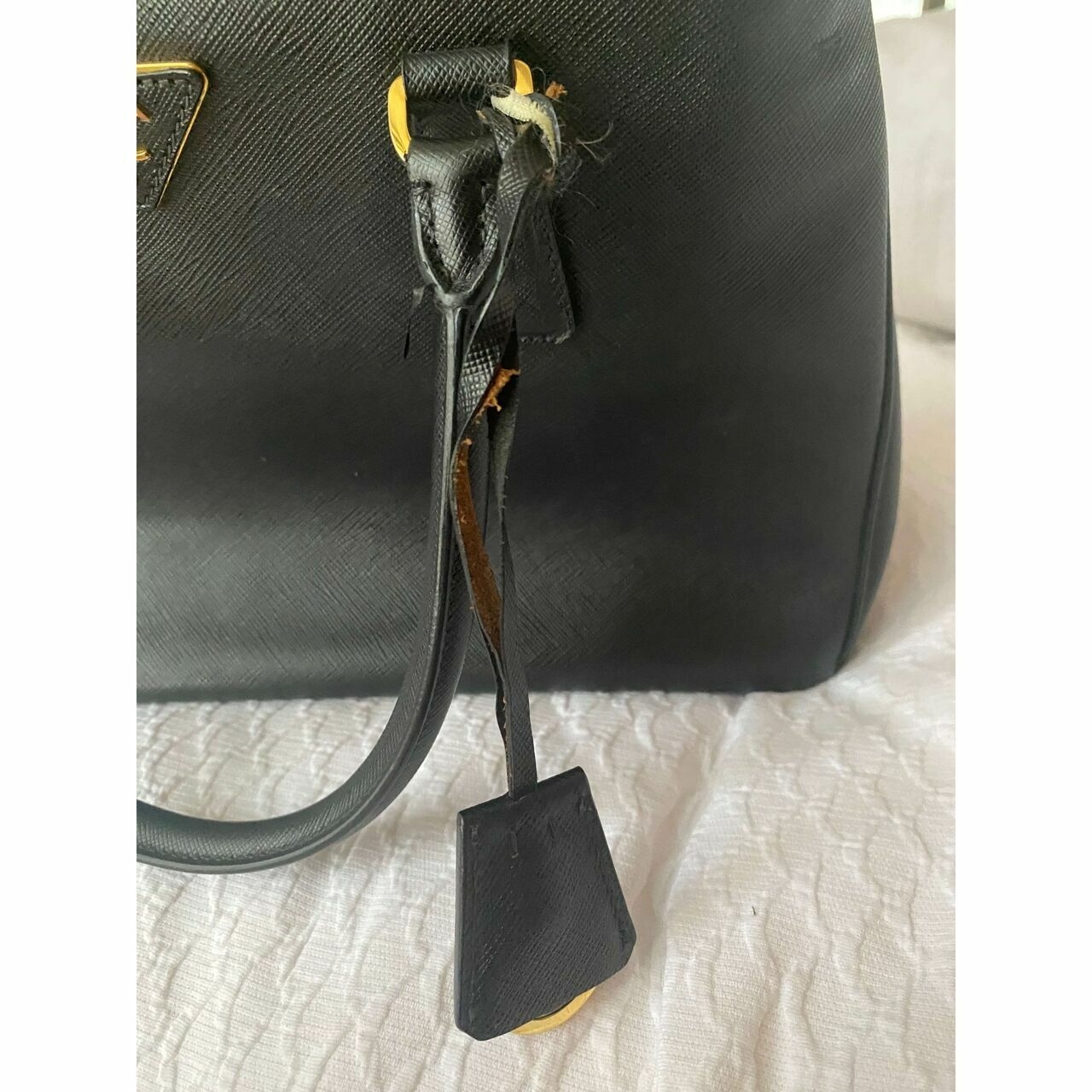 Prada Black Saffiano Zip Tote Bag