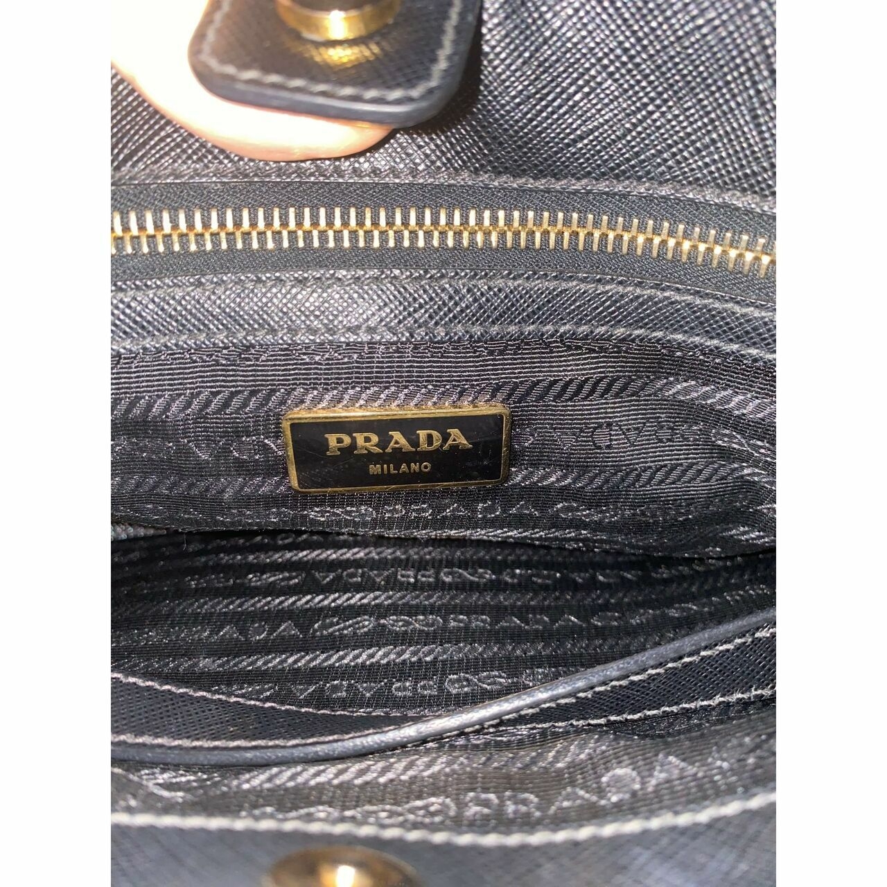 Prada Black Saffiano Zip Tote Bag