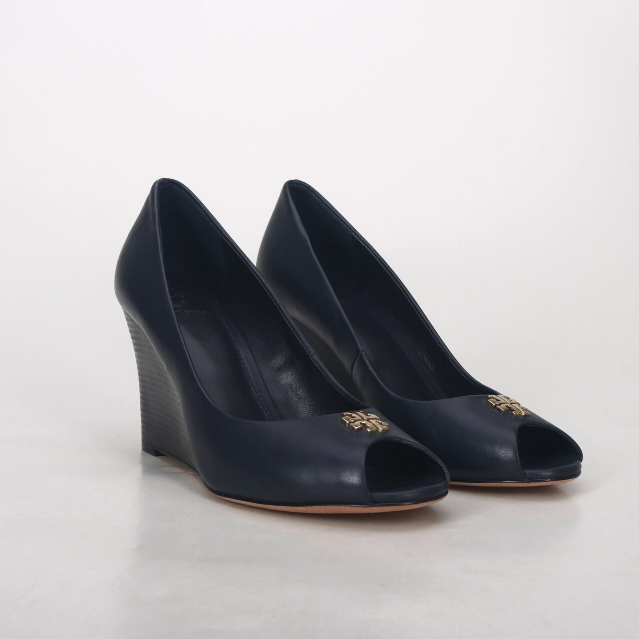 Tory Burch Jolie Open Toe Wedges Navy