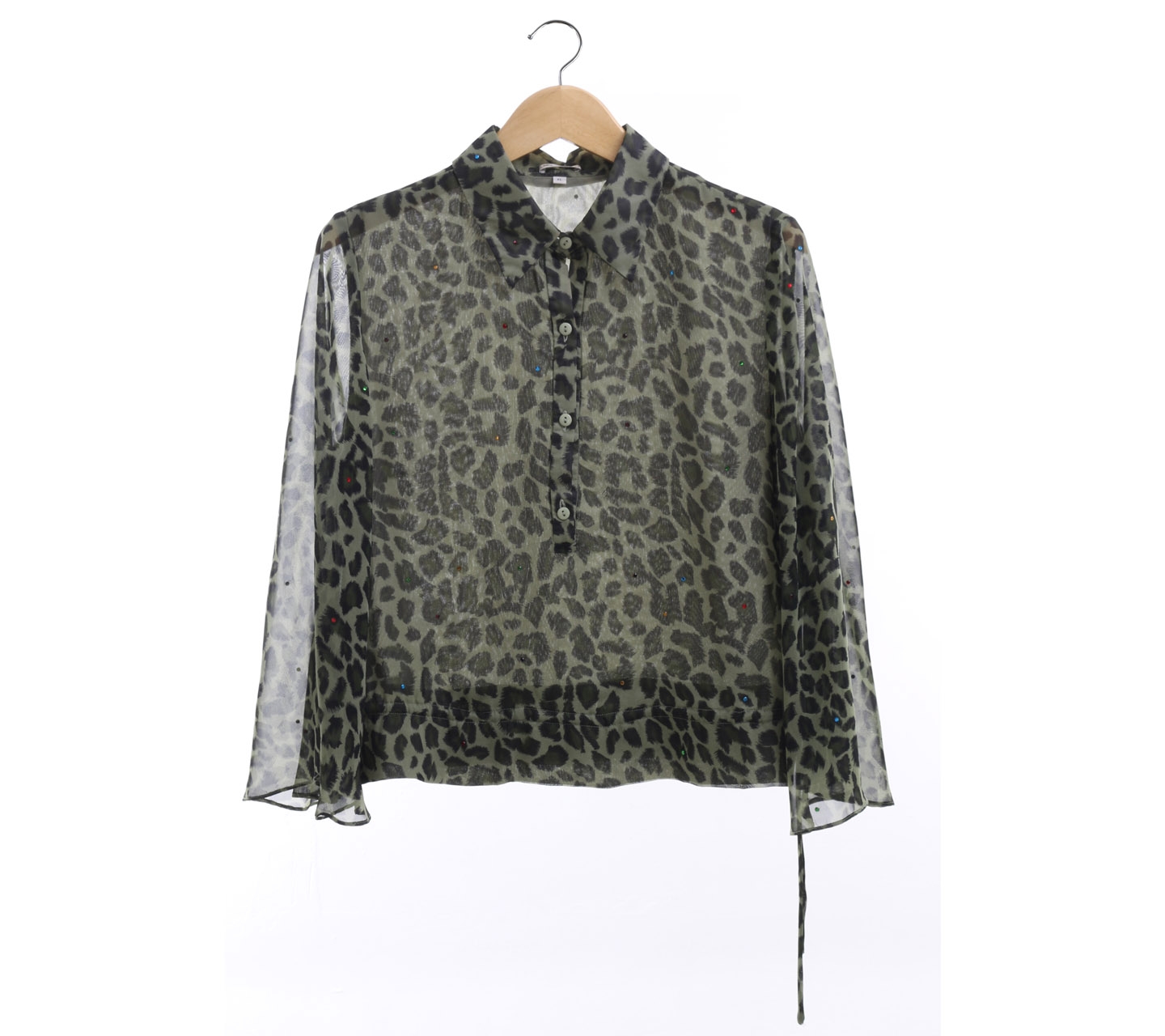 Impressions Olive Leopard Blouse