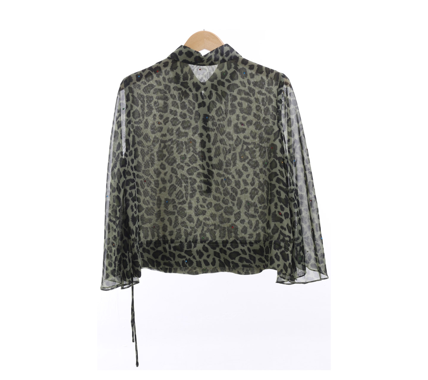 Impressions Olive Leopard Blouse