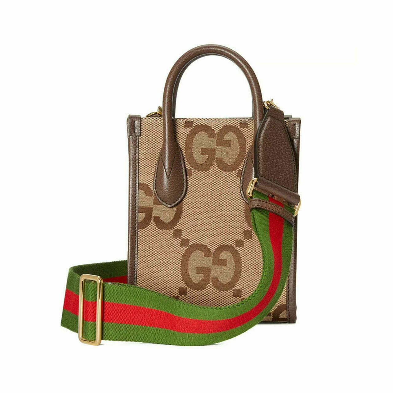 Jumbo GG mini Tote Bag Camel Ebony Brown