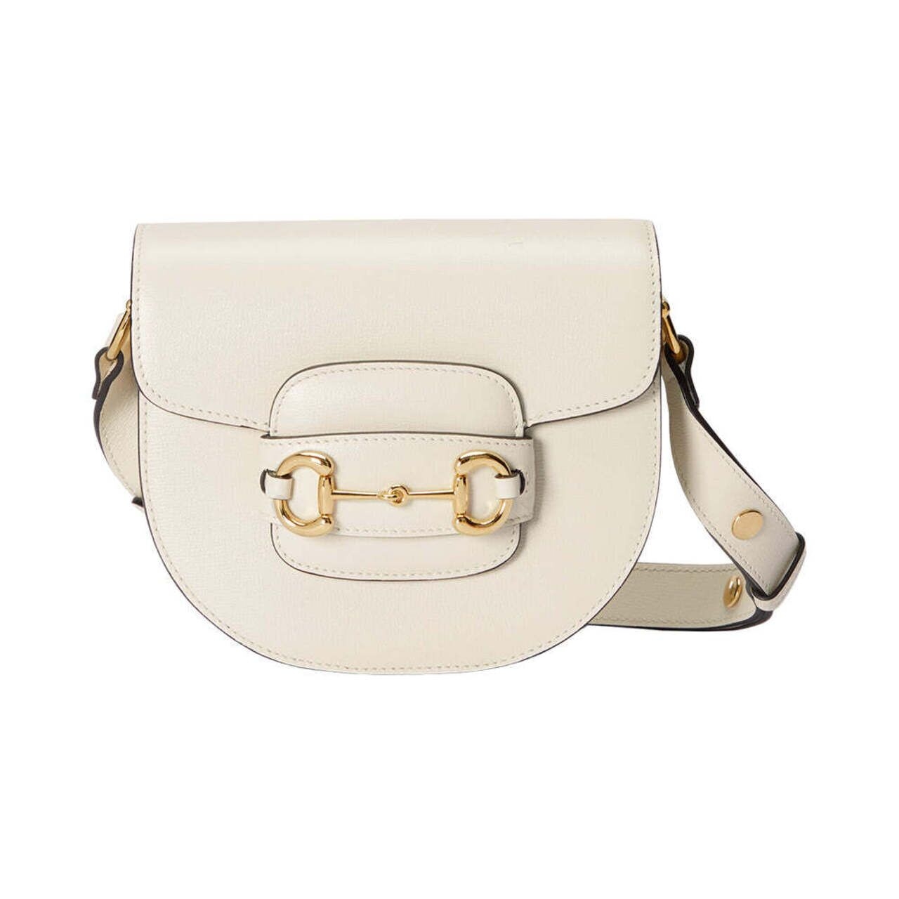 Gucci White Horsebit 1955 Mini Rounded Leather Bag White