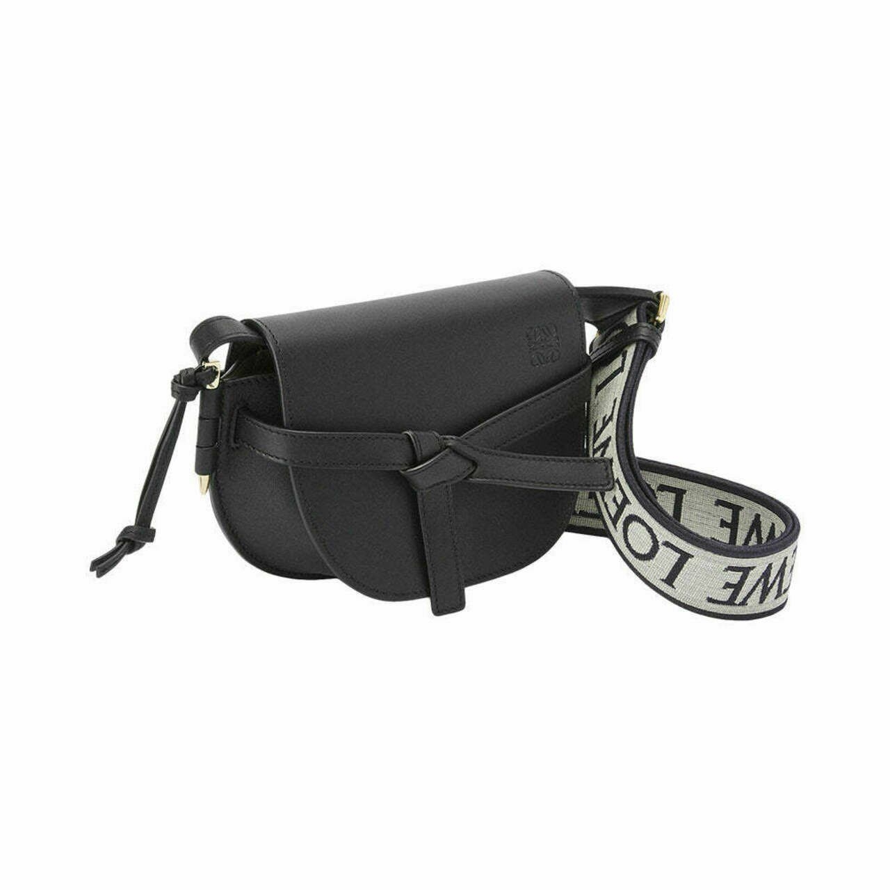 Loewe Mini Gate Dual Bag in Soft Calfskin Jacquard Black