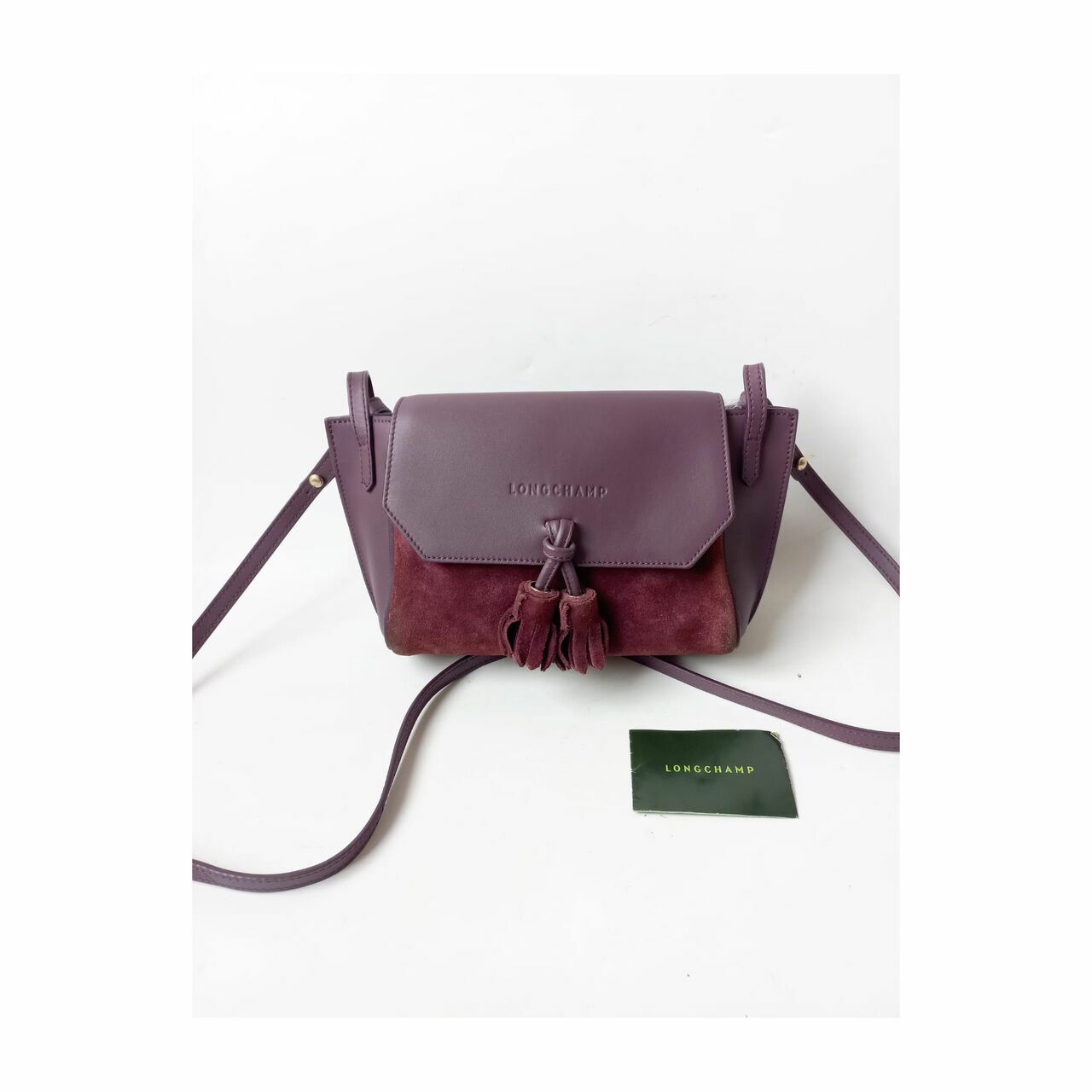 Longchamp Penelope Leather Crossbody Bag Maroon