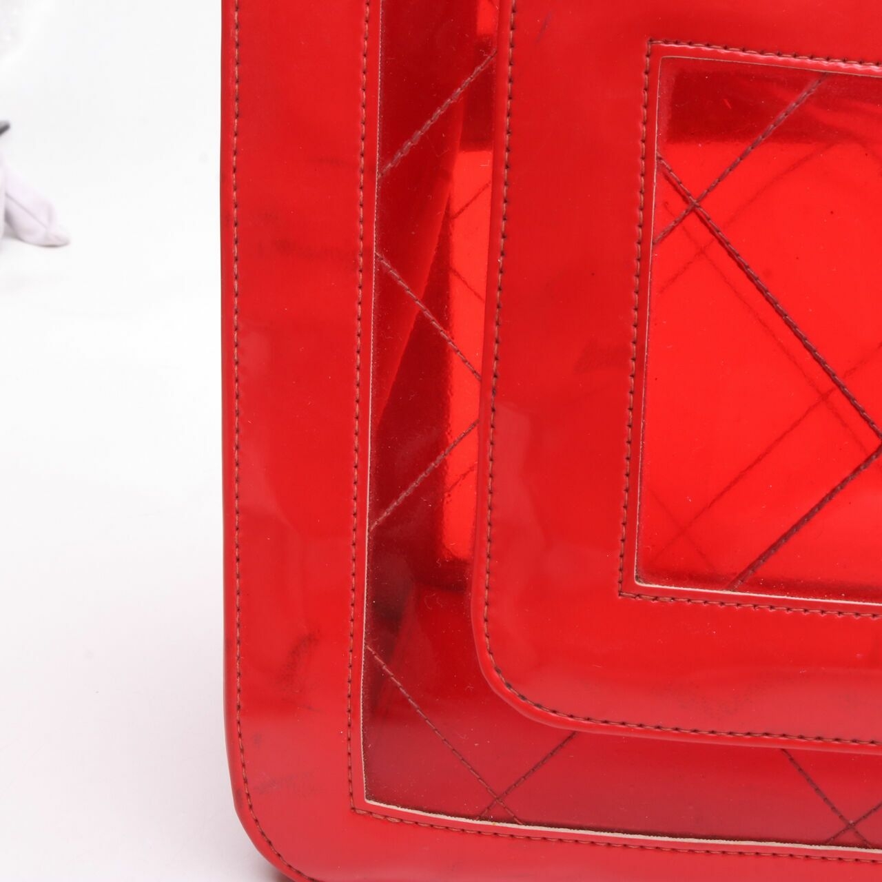 Chanel Vintage Flap PVC Transparent Red Shoulder Bag GHW