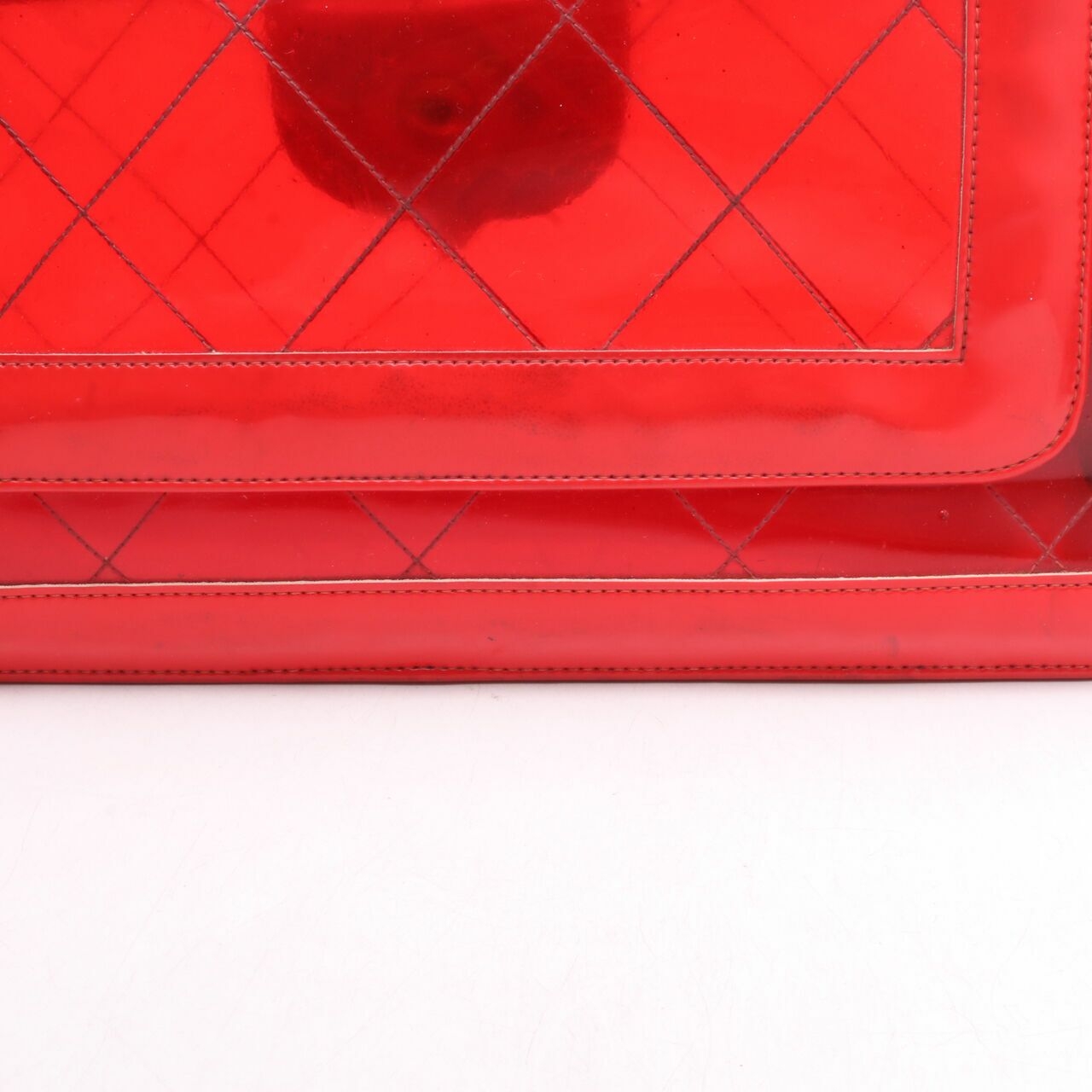 Chanel Vintage Flap PVC Transparent Red Shoulder Bag GHW