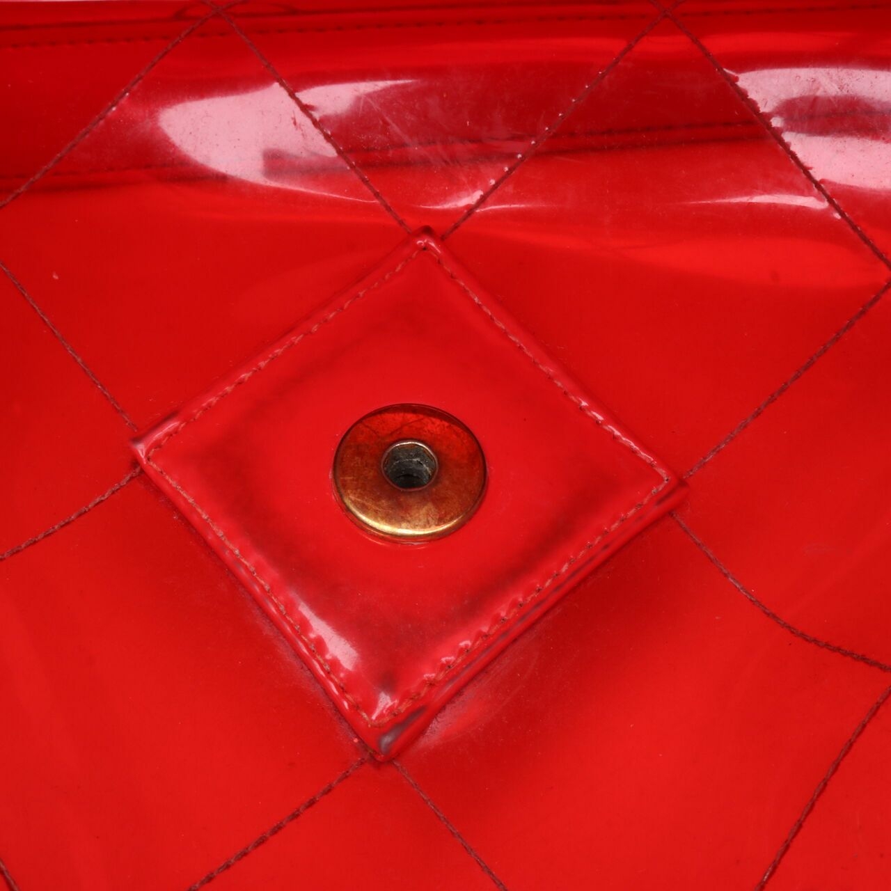 Chanel Vintage Flap PVC Transparent Red Shoulder Bag GHW