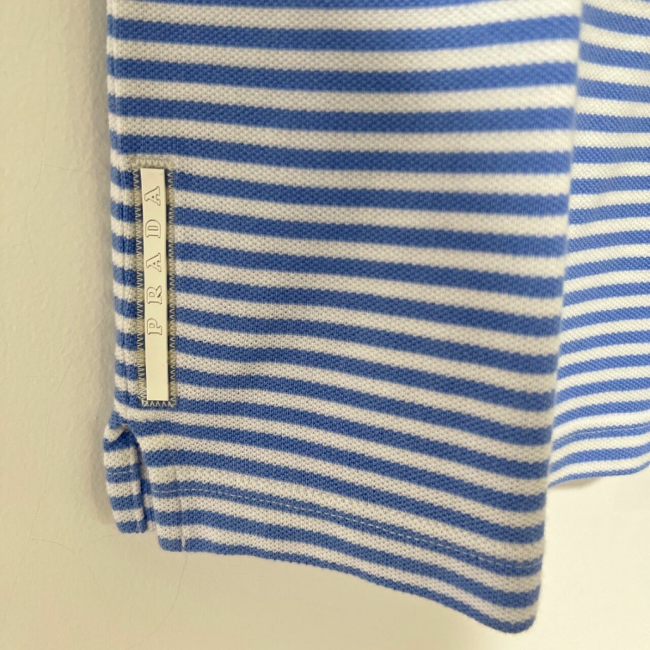 Prada Blue & White Stripes Polo Shirt