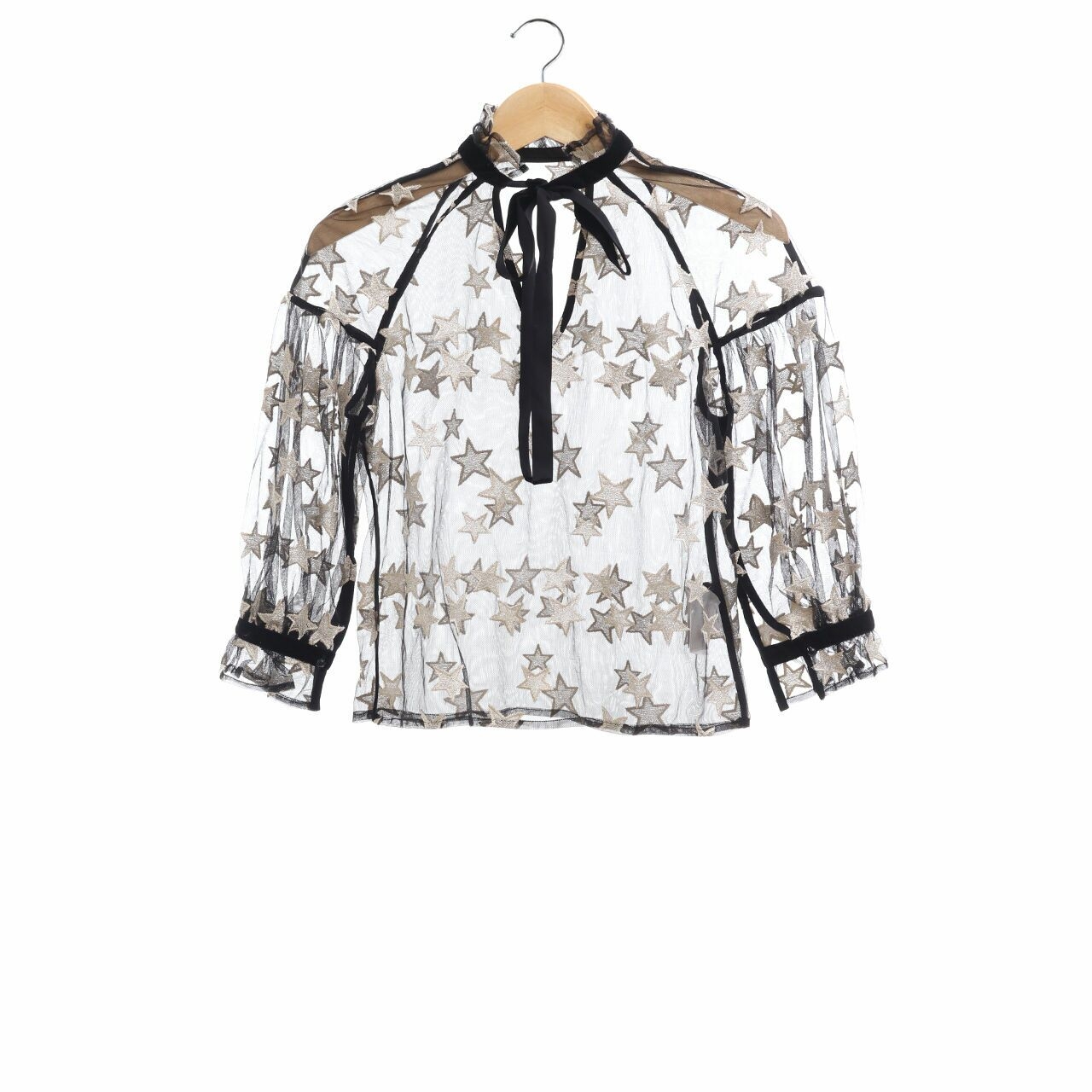 Pomelo. Black Stars Sheer Blouse