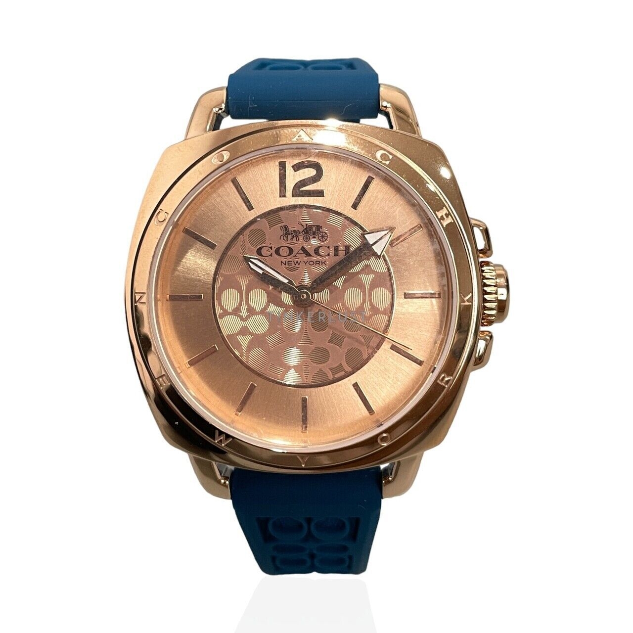 Coach Boyfriend Mini Rose Gold Dial Blue Silicone Watch