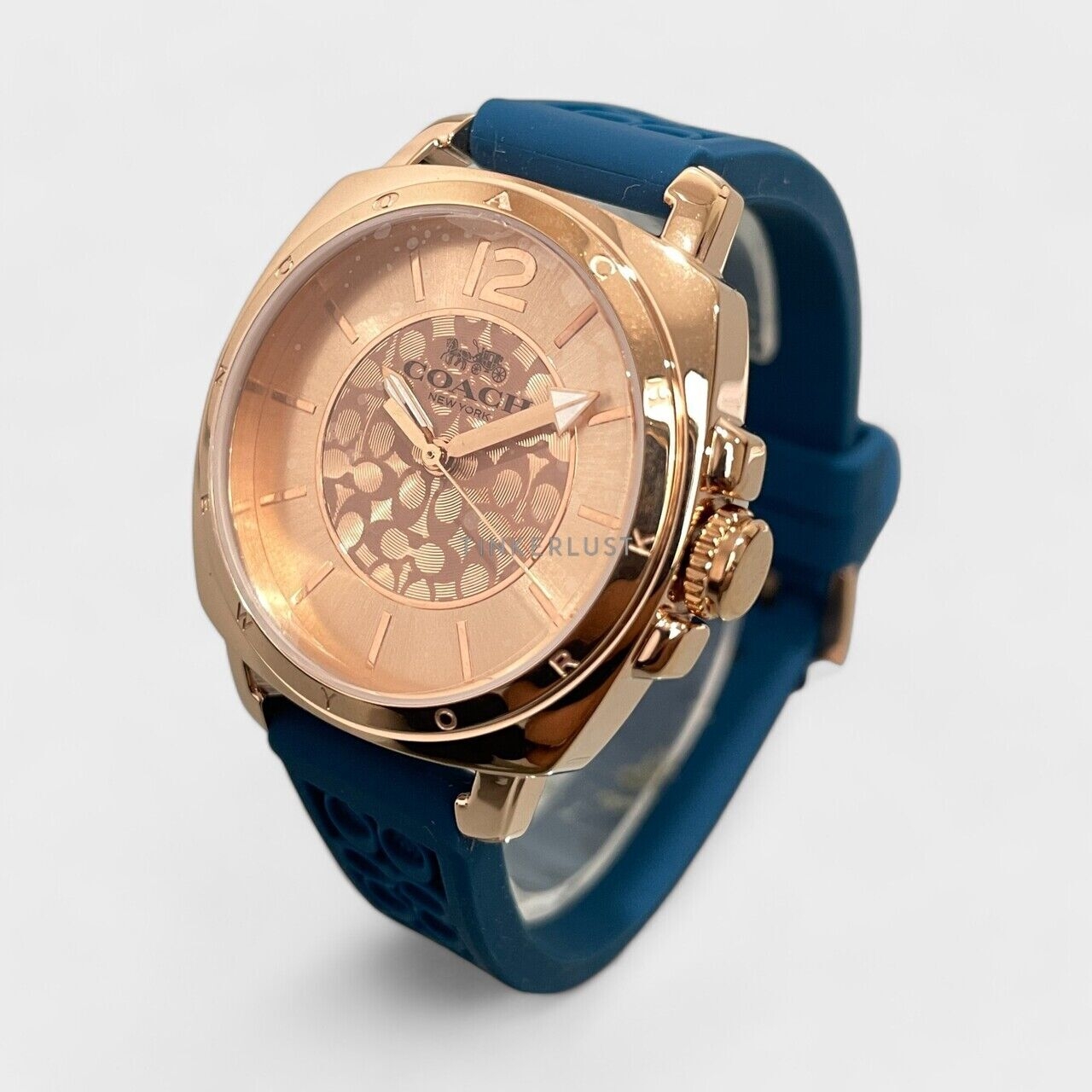 Coach Boyfriend Mini Rose Gold Dial Blue Silicone Watch